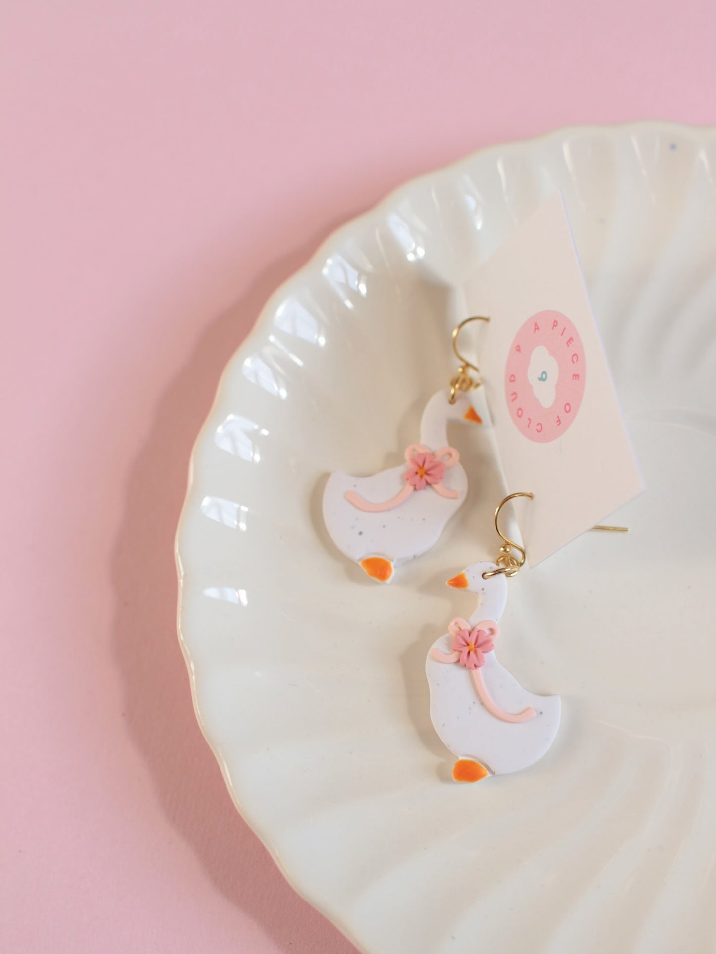 Spring Gosling in Pink - Geese Earrings