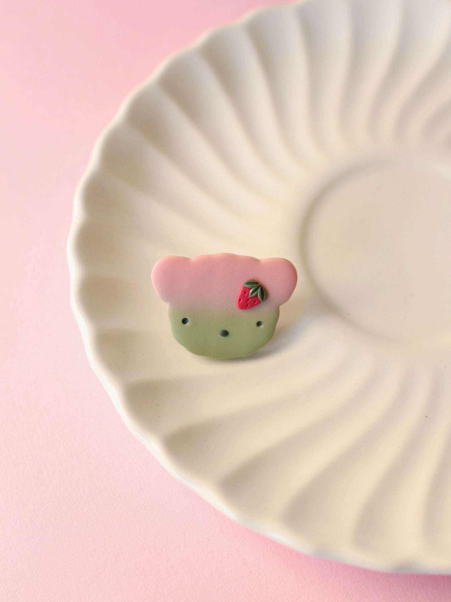 Strawberry Matcha Bear Pin