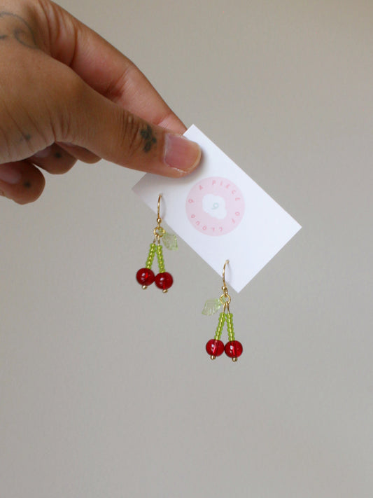 Dainty Cherries - Beaded Earrings
