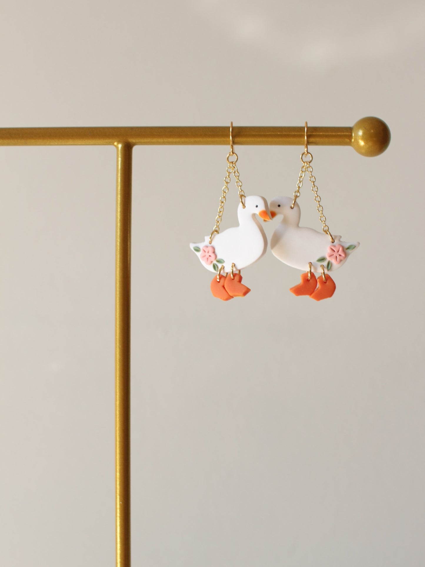 Pink Petal Puddles - Spring Duck Earrings