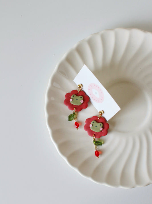 Frog Song (Red) - Frog Earrings