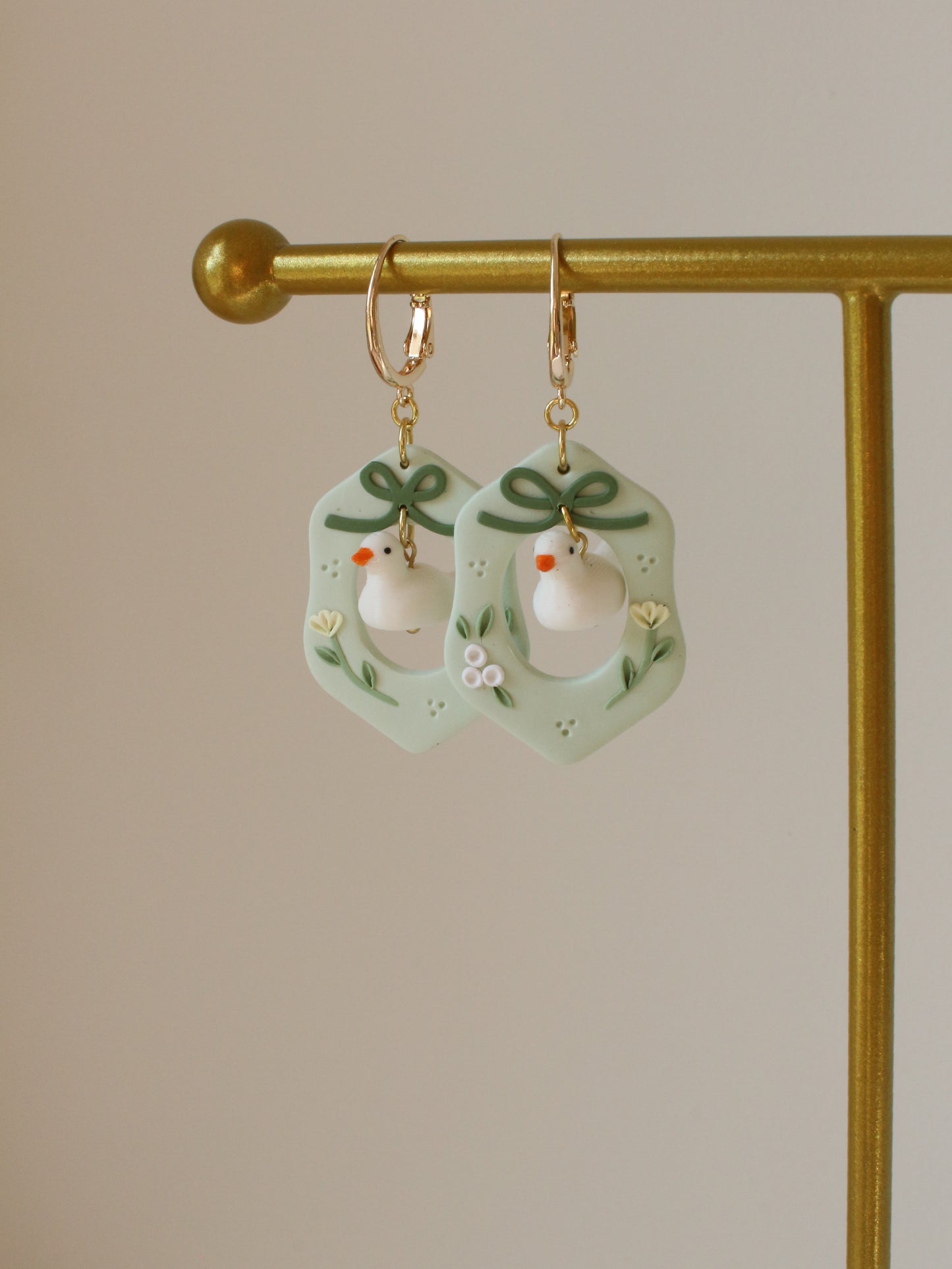 Coquette Daffy in Mint - Statement Duck Earrings