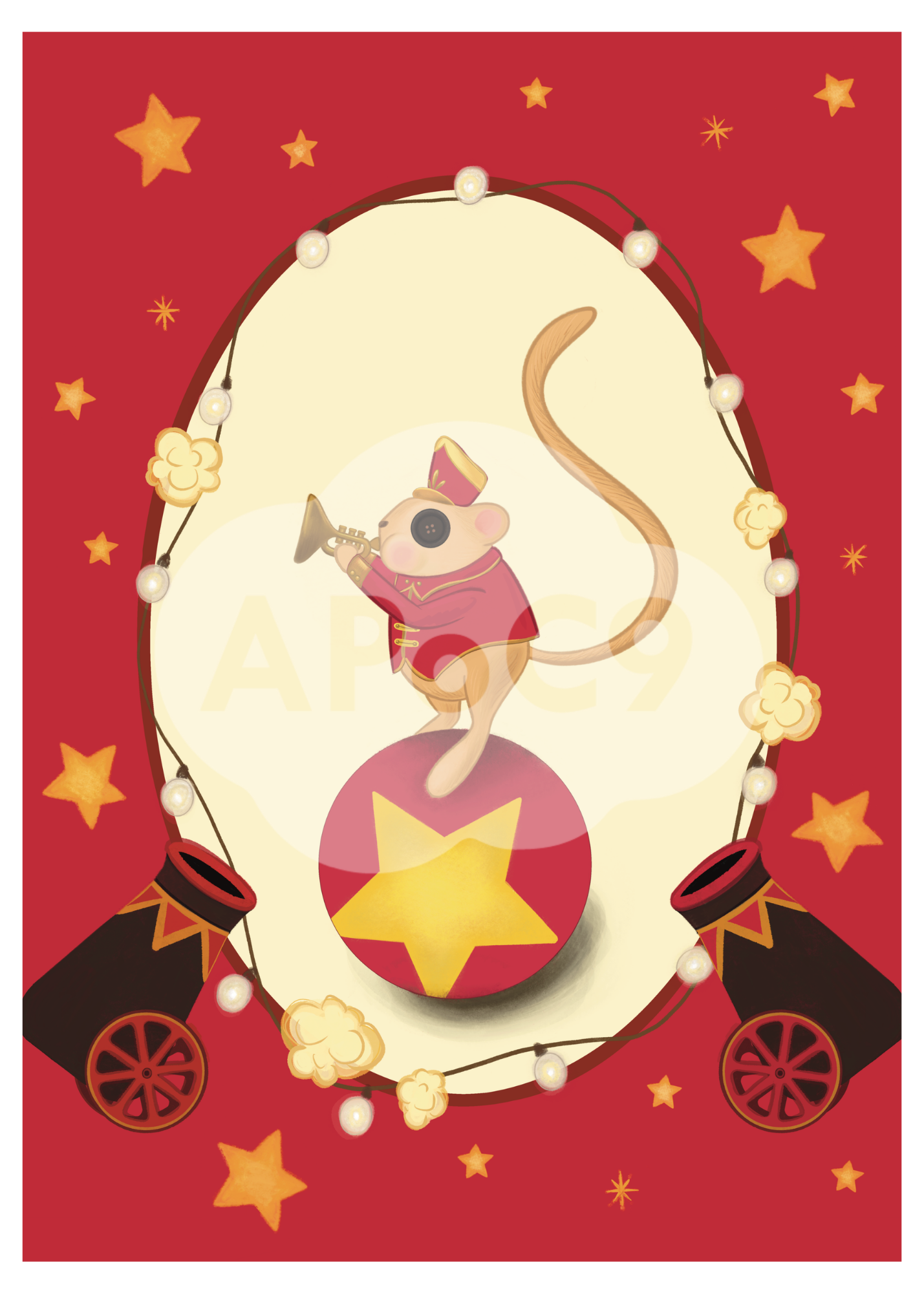 Jumping Mouse Circo - 5x7 Art Print