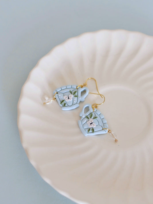 Pastel Flutter - Spring Teacup Earrings