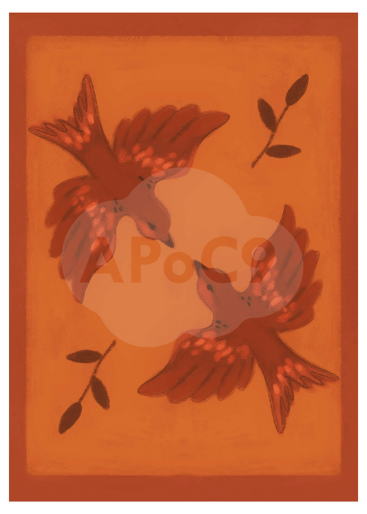 Scarlet Birds - 5x7 Art Print