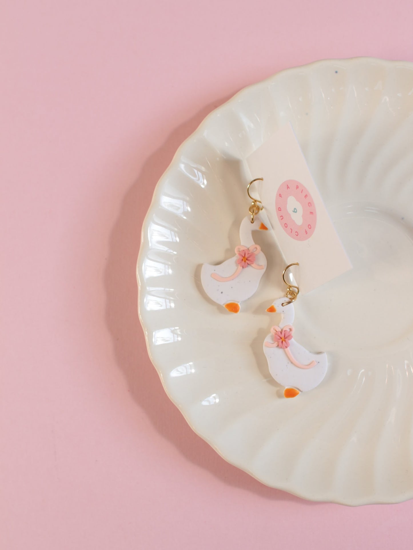 Spring Gosling in Pink - Geese Earrings
