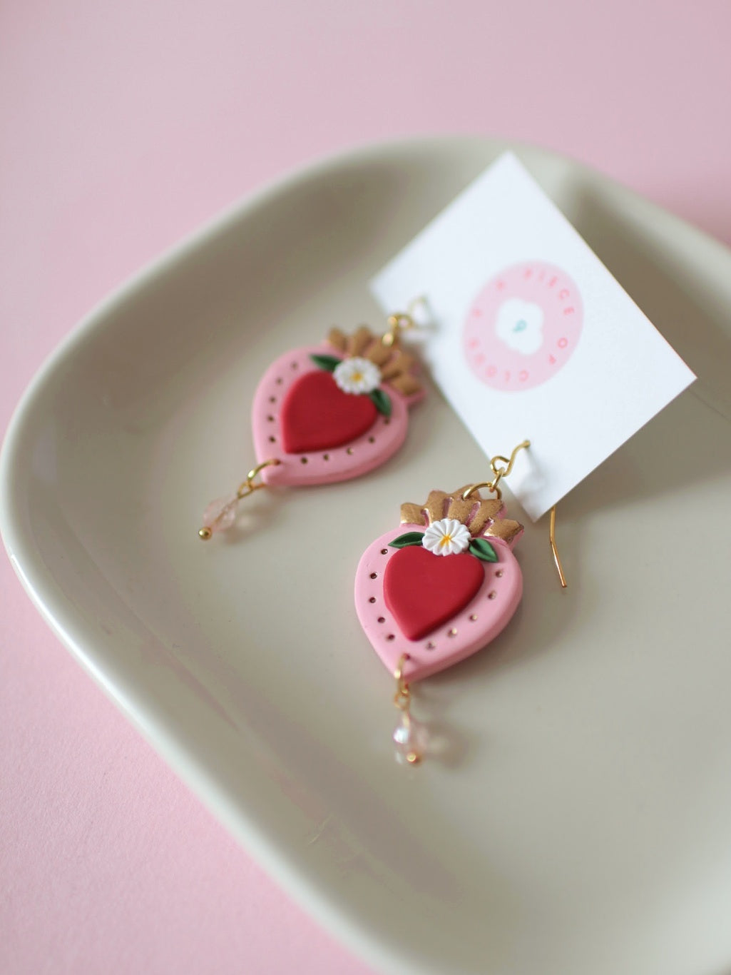 Milagrito Sonroseo - Mexican Folk Art Earrings