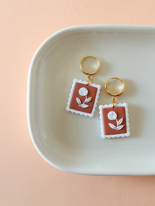 Dried Aster - Stamp Earrings