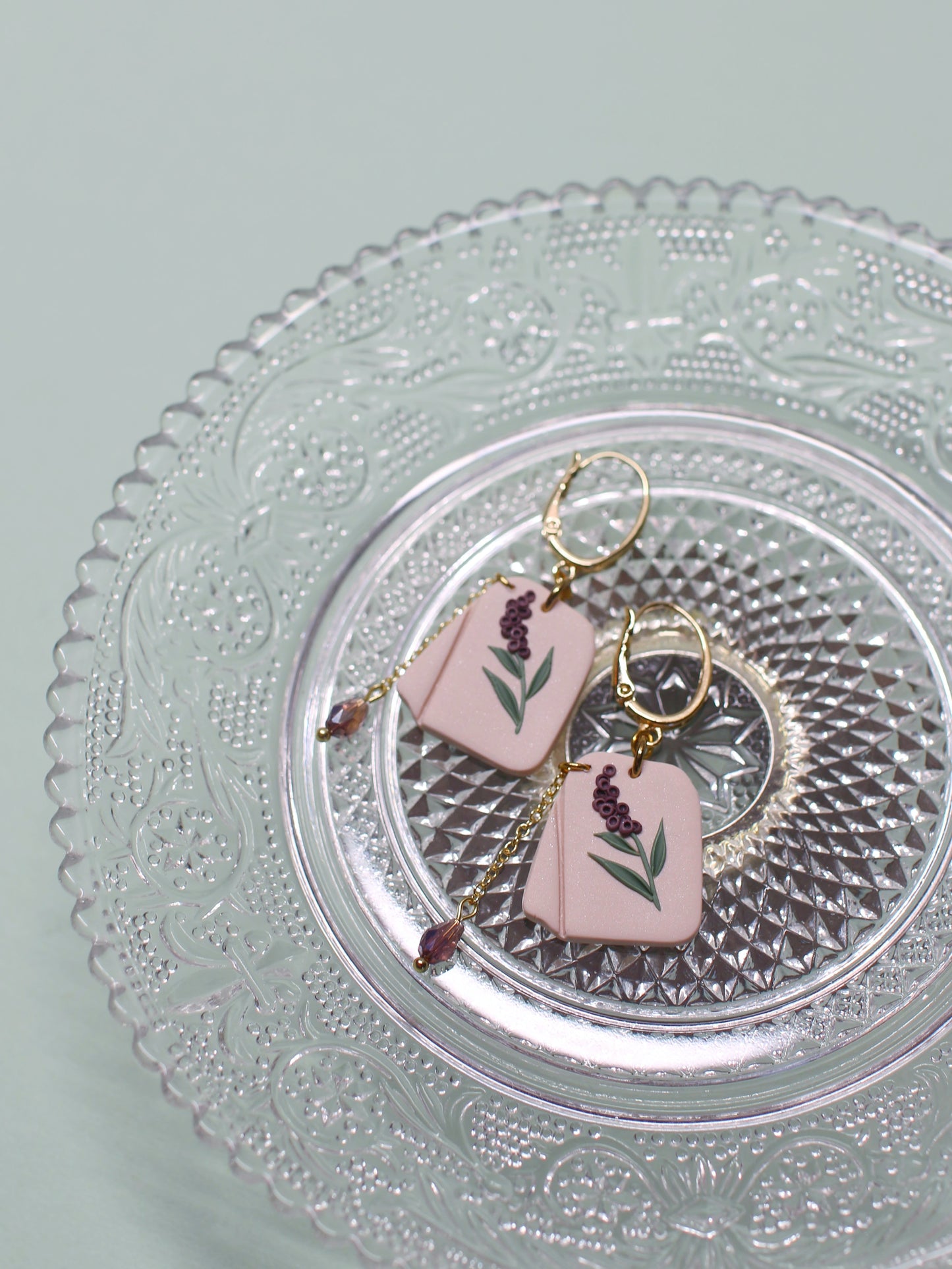 Lavender Tea - Teabag Droplet Earrings