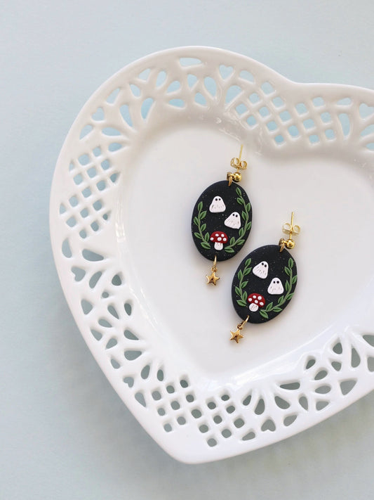 Midnight Boos - Statement Dangle Earrings