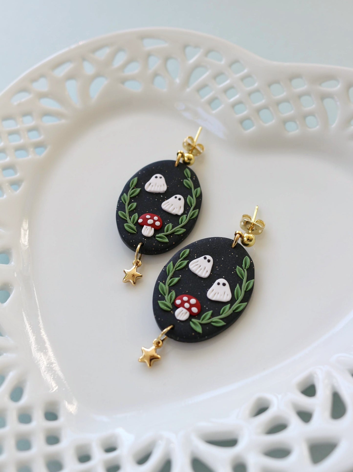Midnight Boos - Statement Dangle Earrings