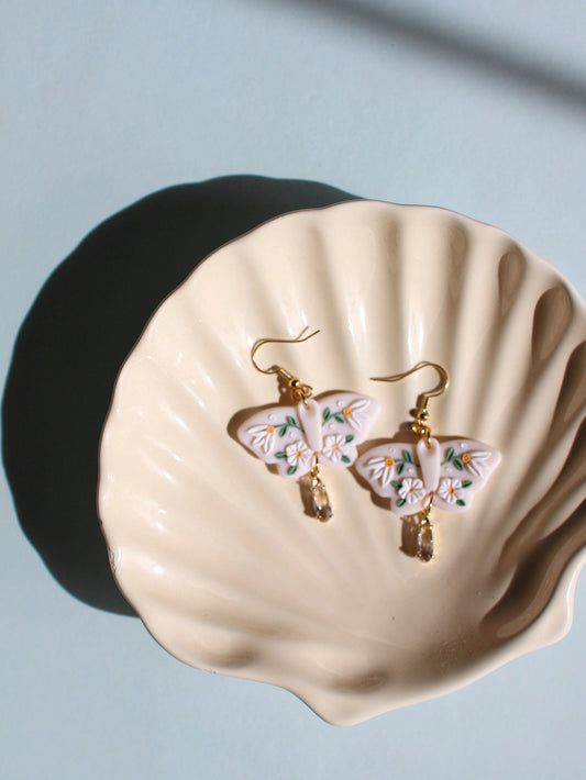 Chamomile Moths - Statement Moth Earrings